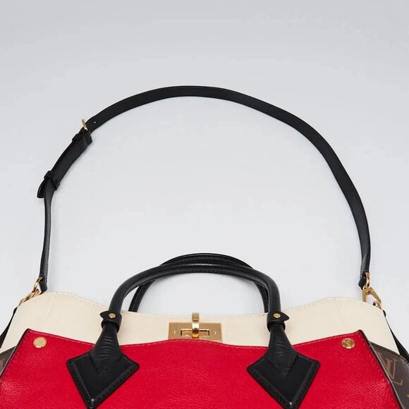 Louis Vuitton Red/Beige/Black Leather On My Side MM Bag - Picture 6 of 12